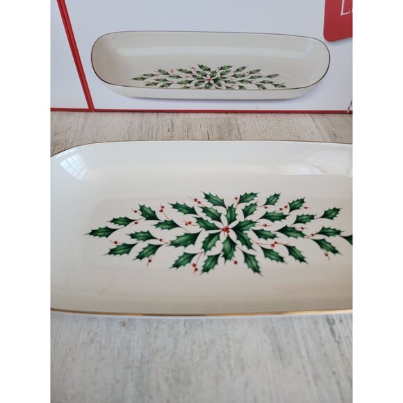 Lenox‎ NEW holiday bread tray serving platter mistletoe Xmas home decor - Picture 3 of 8